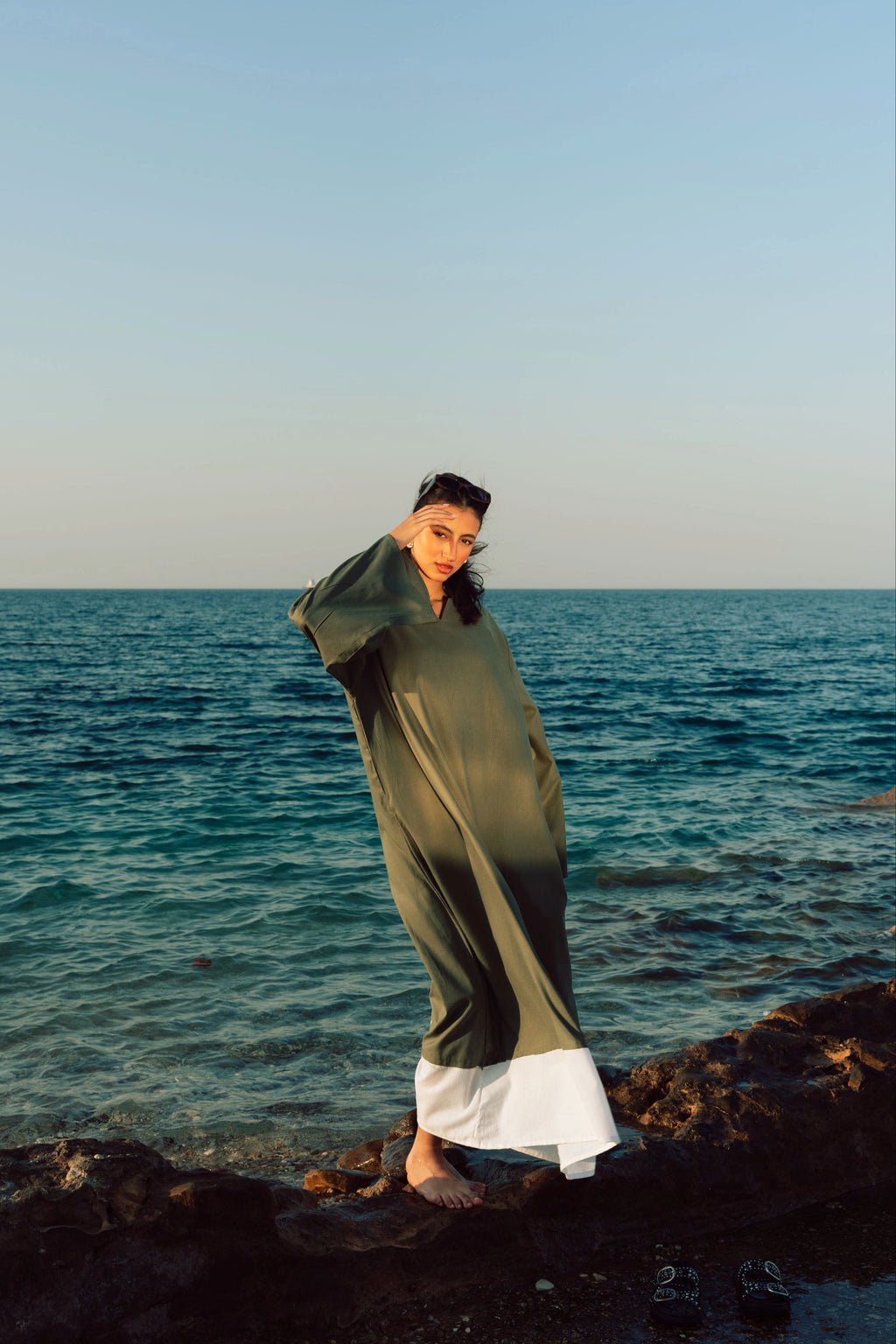 The Still Flow Dress olive