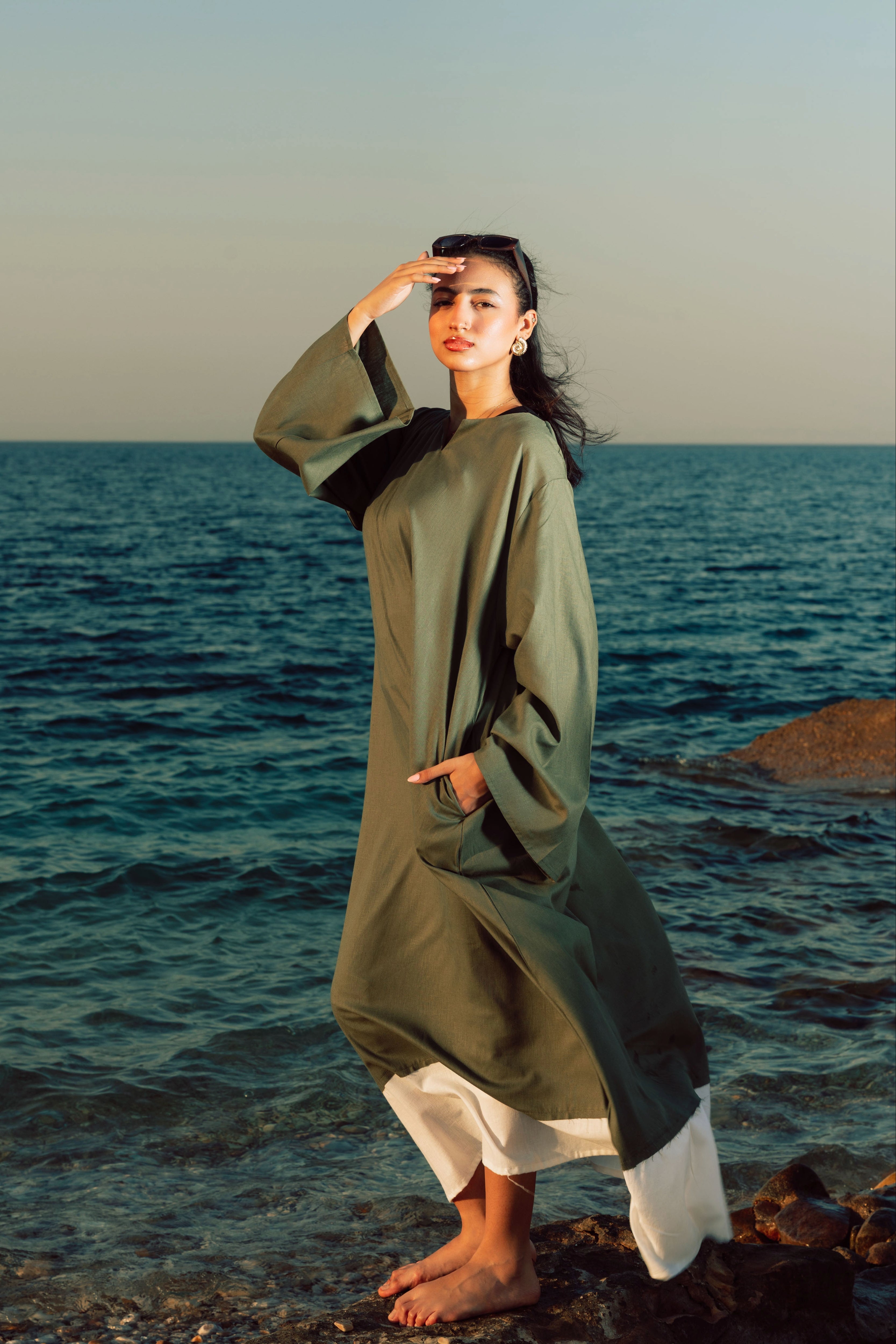 The Still Flow Dress olive