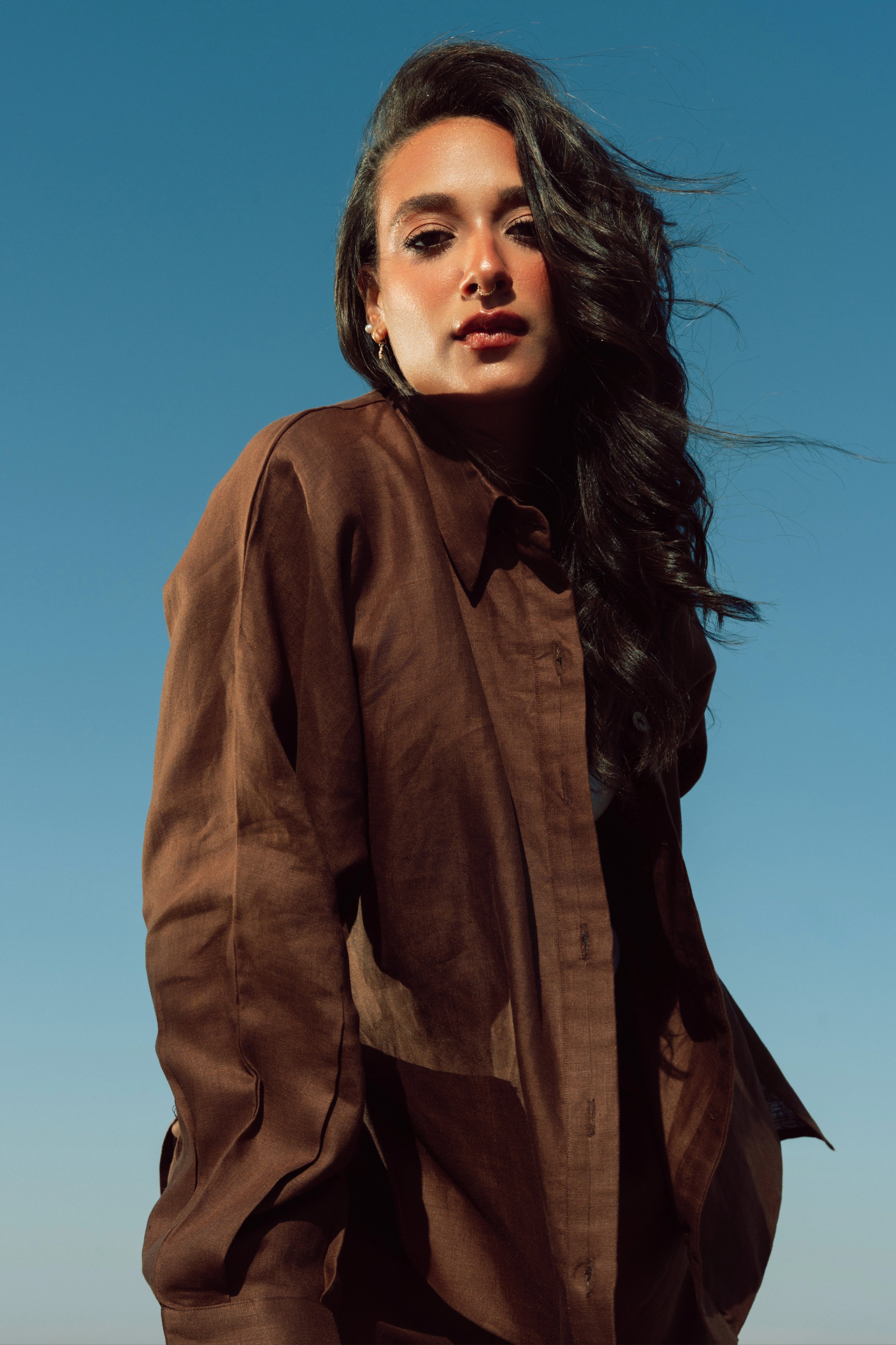 Signature linen shirt brown