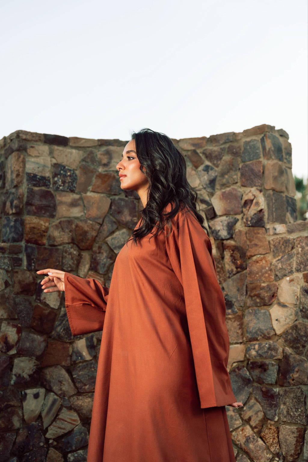 The Still Flow Dress burnt orange