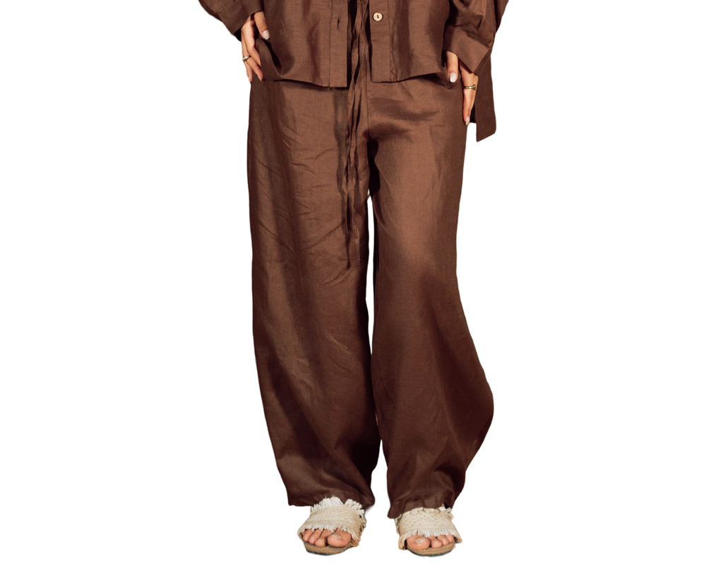 Ballon linen pants brown
