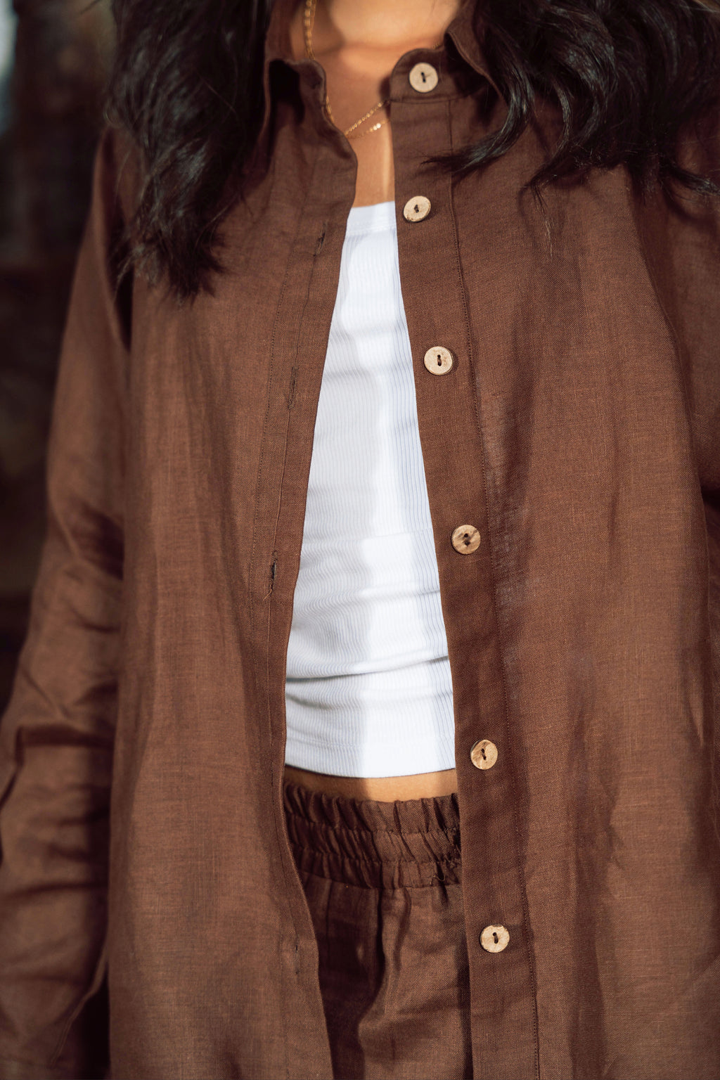 Signature linen shirt brown