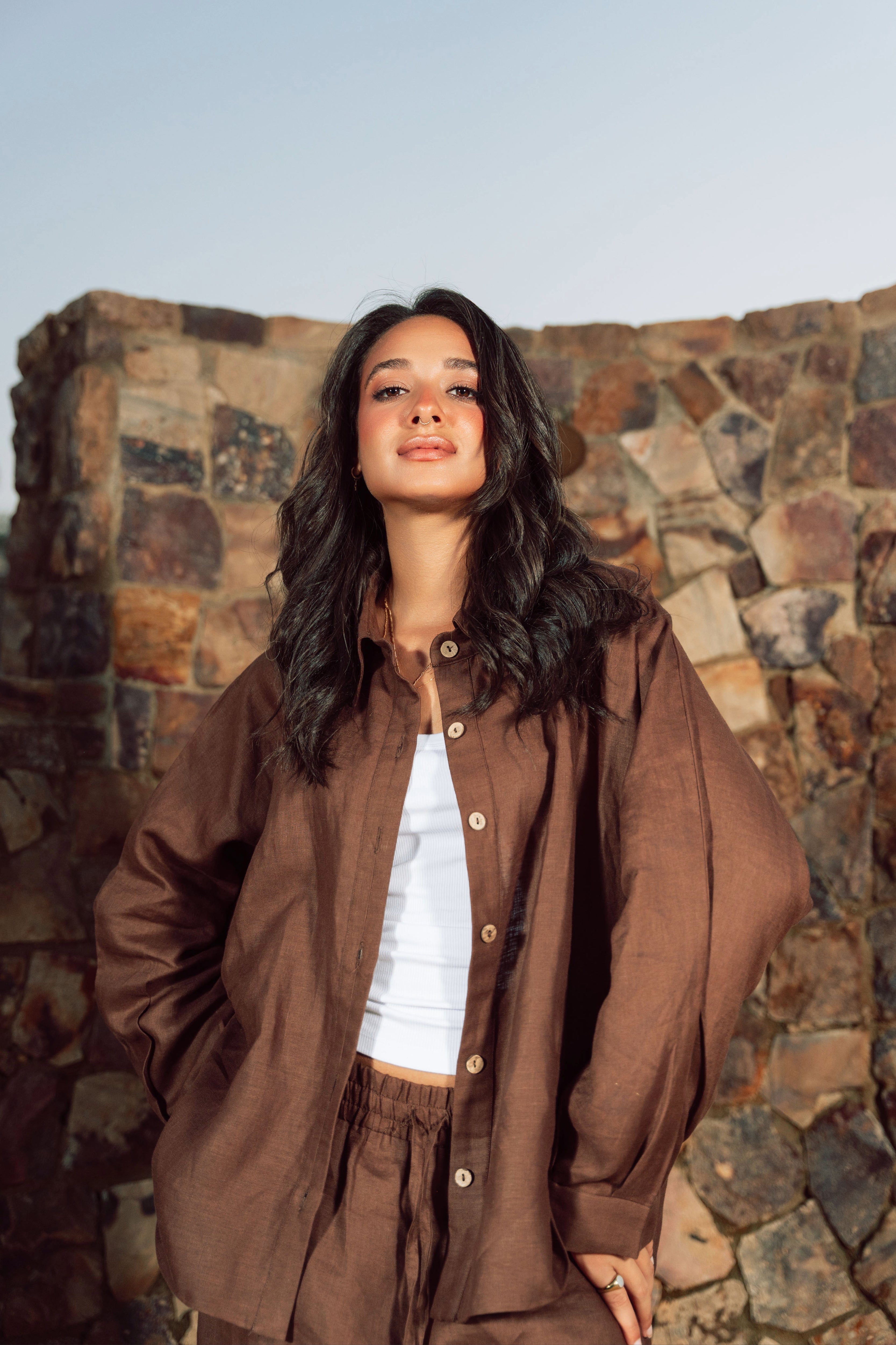 Signature linen shirt brown