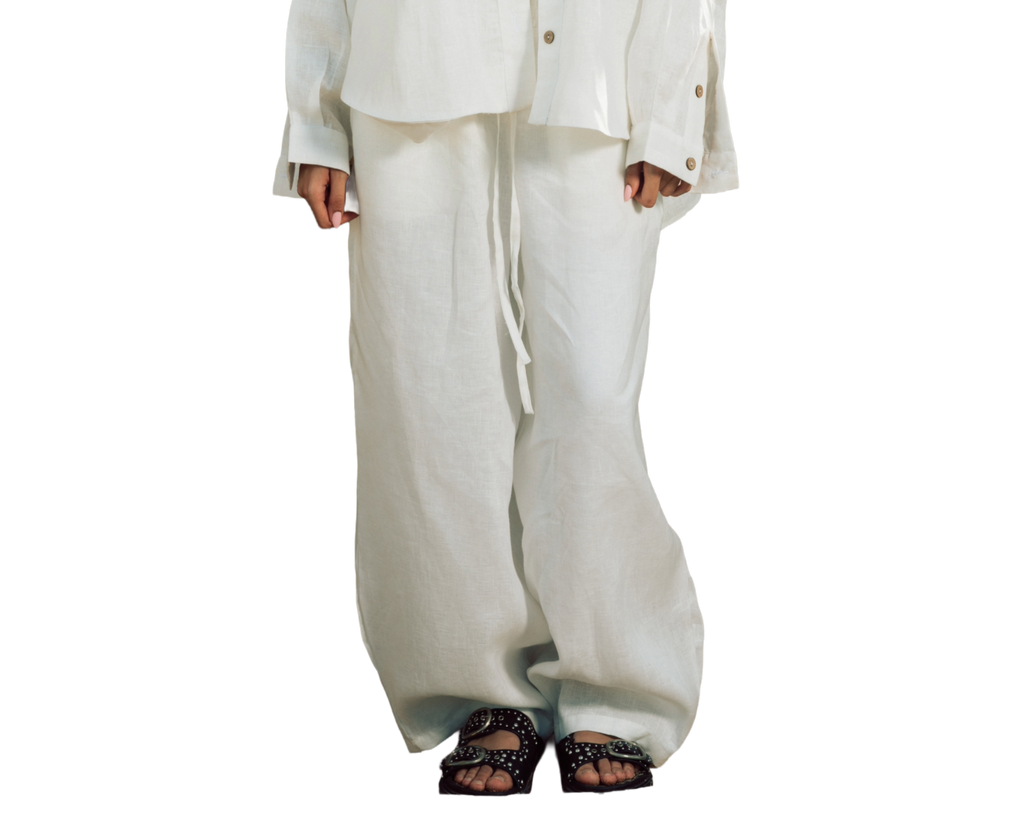 Ballon linen pants white