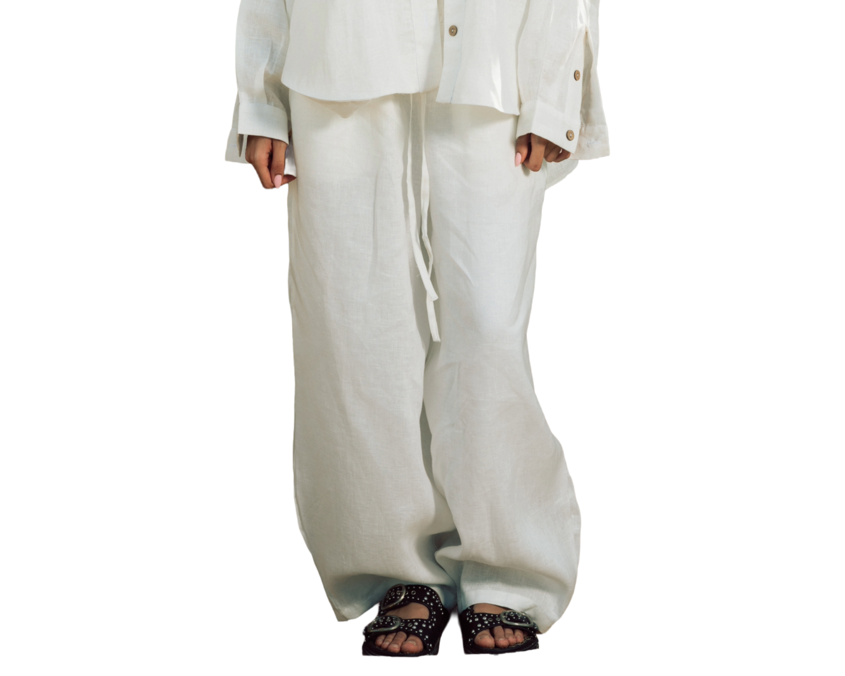 Ballon linen pants white