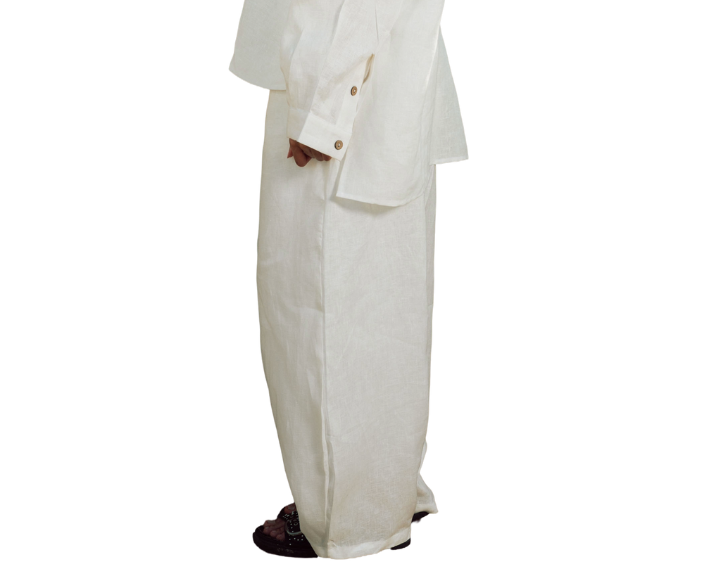 Ballon linen pants white