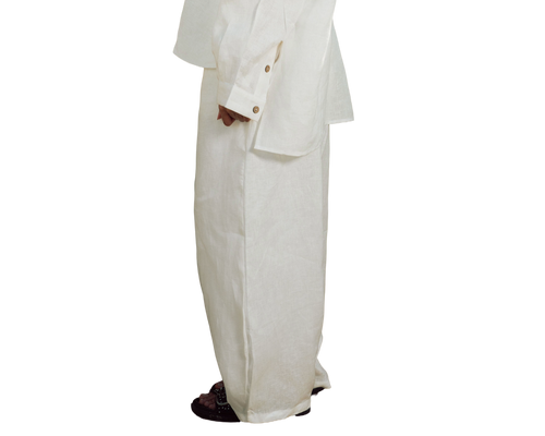 Ballon linen pants white
