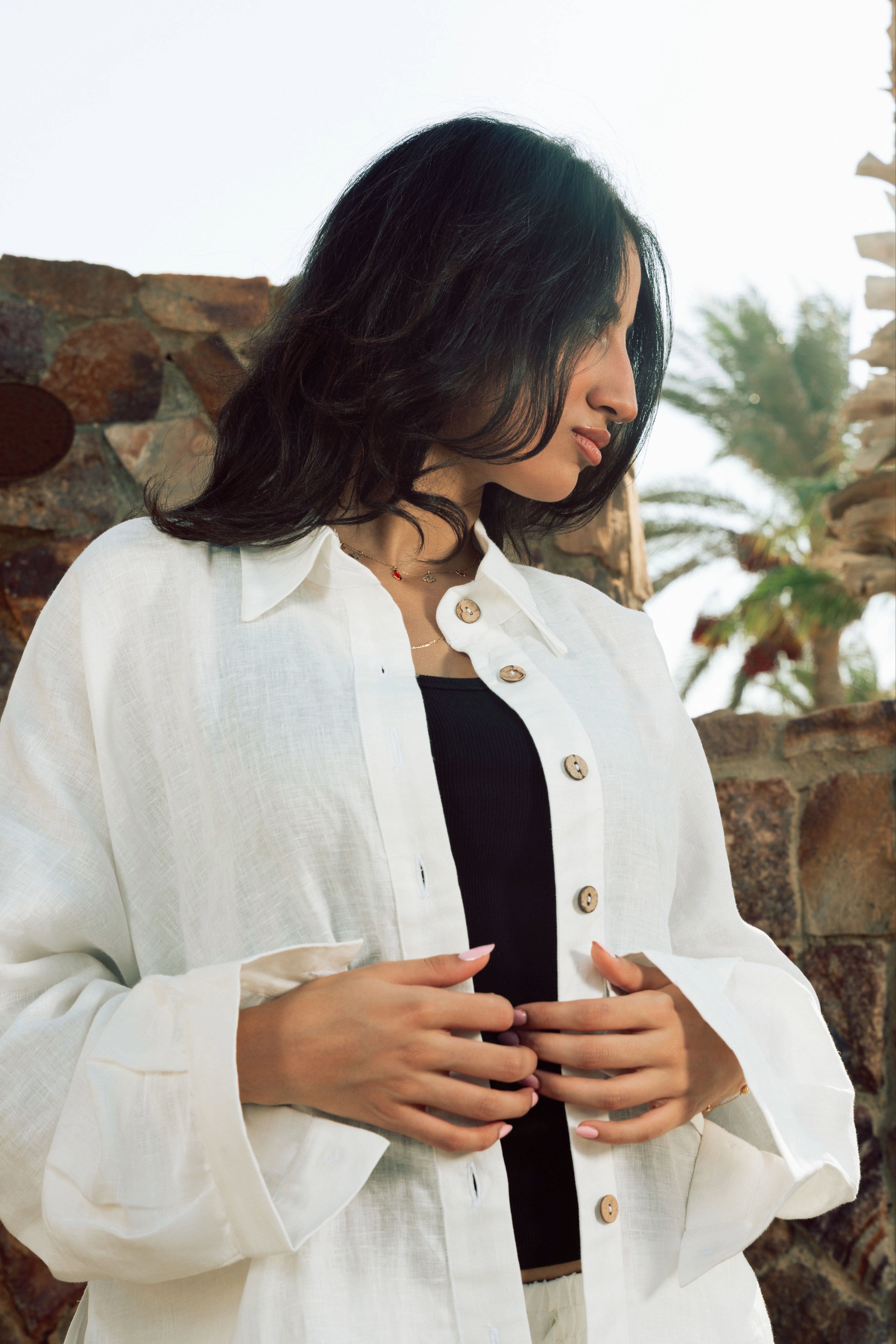 Signature linen shirt white